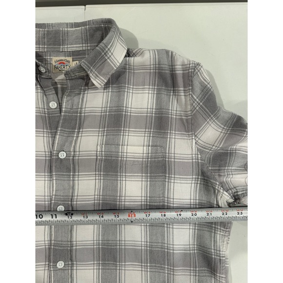 FAHERTY BRAND Mens Long Sleeve Plaid Button Down Shirt Size L Gray White - Picture 4 of 6